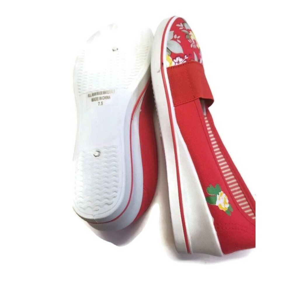 Rasolli Rena Womens Size 7.5 Slip On Wedge Sneaker Shoes Red Summer Floral - Picture 5 of 6